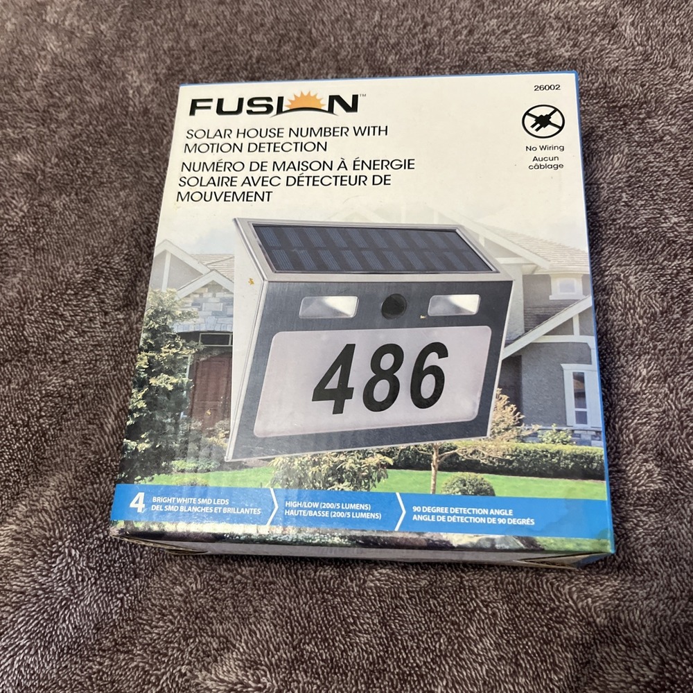 Fusion Solar House Number Light Motion Detection Address Sign LED Wireless 26002